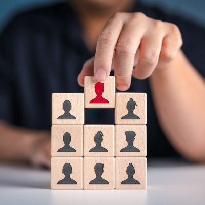 Hand,Choose,People,Icons,On,Wooden,Cube,Blocks.,Business,Hiring